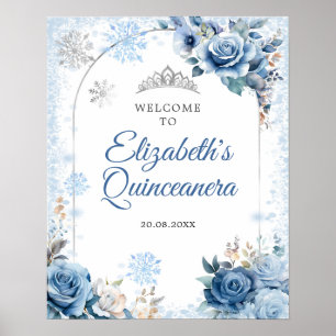 Póster Bienvenida Mágica Copo de Nieve de Invierno Quince