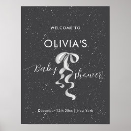 Póster Bienvenida Minimalista Arco de Plata para Baby Sho