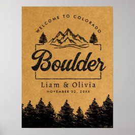 Póster Bienvenida Minimalista Boda de Boulder Colorado