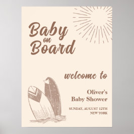 Póster Bienvenida Minimalista Neutral Boho Fiesta de Bebé