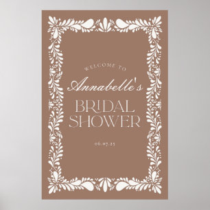 Póster Bienvenida Mocha Brown Talavera Fiesta Ducha Britá