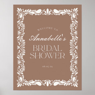 Póster Bienvenida Mocha Brown Talavera Fiesta Ducha Britá