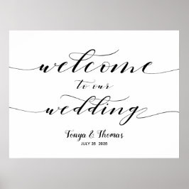 Póster Bienvenida Moda Boda Rótulo de caligrafía de inter