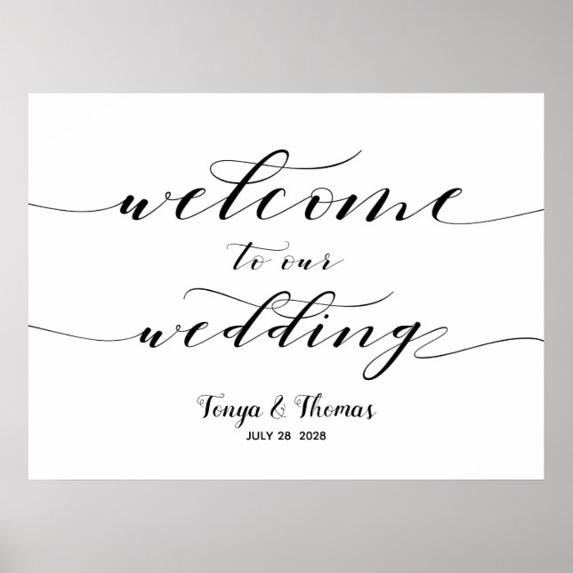 Póster Bienvenida Moda Boda Rótulo de caligrafía de inter (Frente)