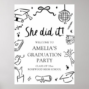 Póster Bienvenida moderna a la fiesta de graduación con l