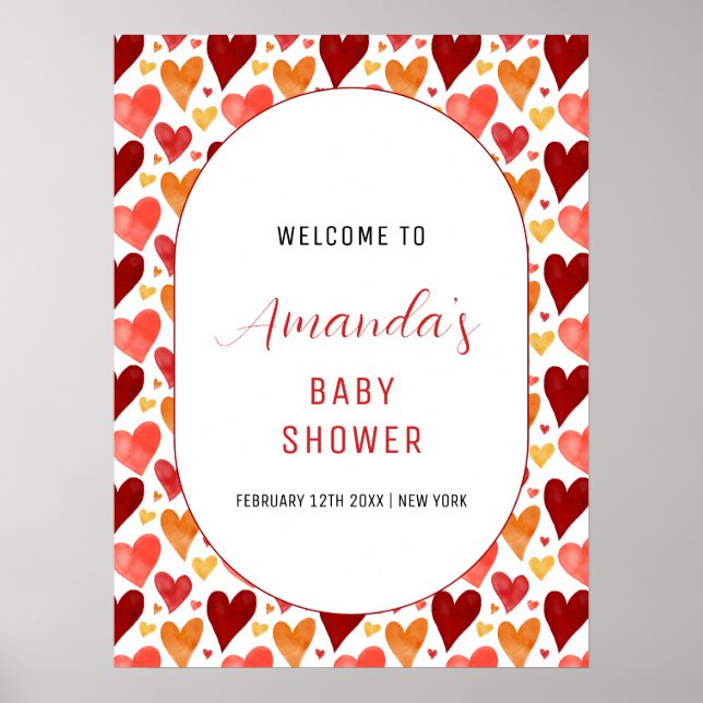 Póster Bienvenida moderna de Baby Shower para pequeños en (Frente)