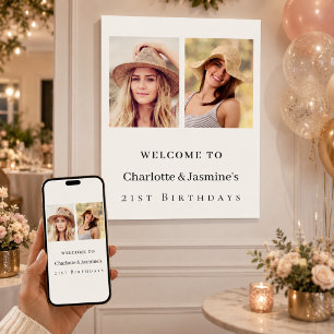 Póster Bienvenida moderna de cumpleaños para 2 personas