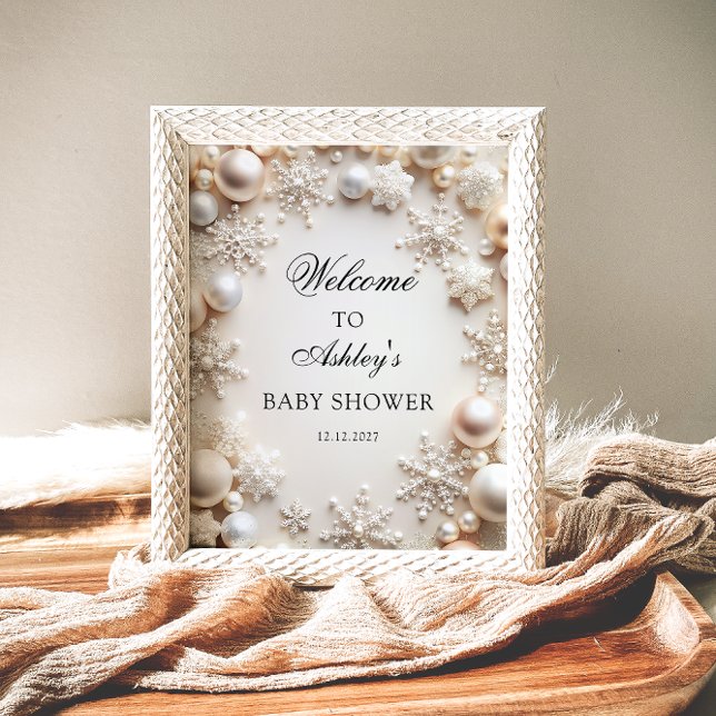 Póster Bienvenida Neutral Baby Shower de Snowflakes (Subido por el creador)
