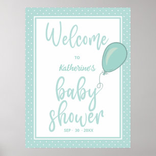 Póster Bienvenida neutral de género verde pastel de Baby