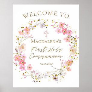 Póster bienvenida niña primera comunión