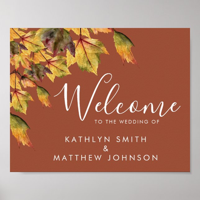 Póster Bienvenida Otoño Rústico Marrón para Boda de Otoño (Subido por el creador)