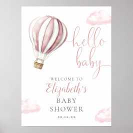Póster Bienvenida para Baby Shower con Globo Aerostático 