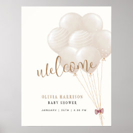 Póster Bienvenida para Baby Shower con globos boho neutro