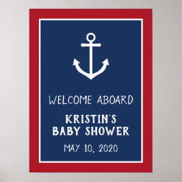 Póster Bienvenida para Baby Shower con tema de Ancla Náut