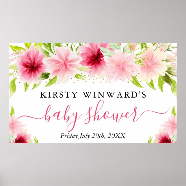 Póster Bienvenida para Baby Shower de Flores de Verano en (Frente)