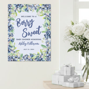 Póster Bienvenida para Baby Shower Dulce de Arándano