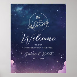 Póster Bienvenida para Boda de Noche Estrellada Celestial