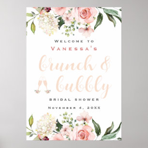 Póster Bienvenida para Brunch y Burbujas para Despedida d