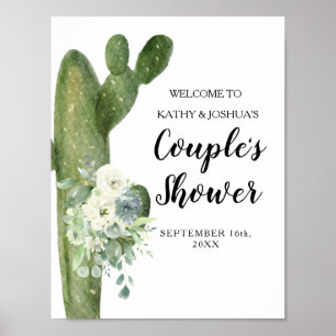 Póster Bienvenida para ducha de pareja Cactus Taco 'bout 