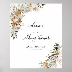 Póster Bienvenida para la Ducha de Boda de Parejas Boho