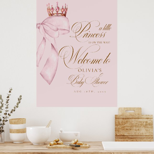 Póster Bienvenida pequeña princesa baby shower (Cocina)