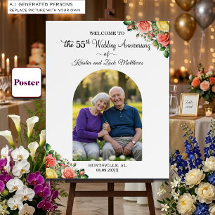 Póster Bienvenida personalizada 1 foto 55 aniversario de