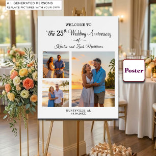 Póster Bienvenida personalizada 3 fotos 25 aniversario de