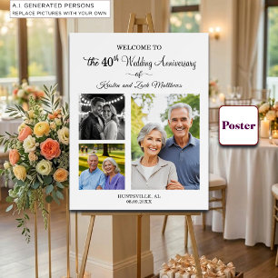 Póster Bienvenida personalizada 3 fotos 40 aniversario de