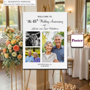 Póster Bienvenida personalizada 3 fotos 45 aniversario de