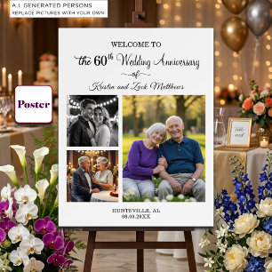 Póster Bienvenida personalizada 3 fotos 60 aniversario de