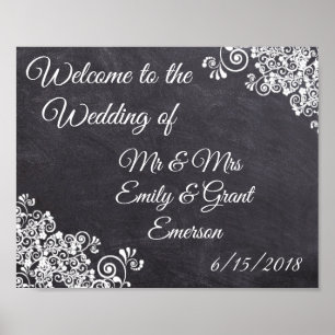 Póster Bienvenida personalizada a la boda con aspecto de 
