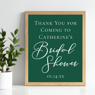 Póster Bienvenida personalizada a la ducha de novia verde