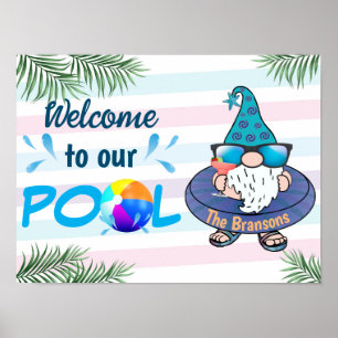 Póster Bienvenida personalizada a nuestra piscina