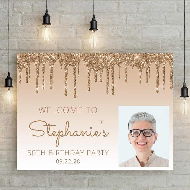 Póster Bienvenida personalizada de cumpleaños 50 en oro c (Subido por el creador)