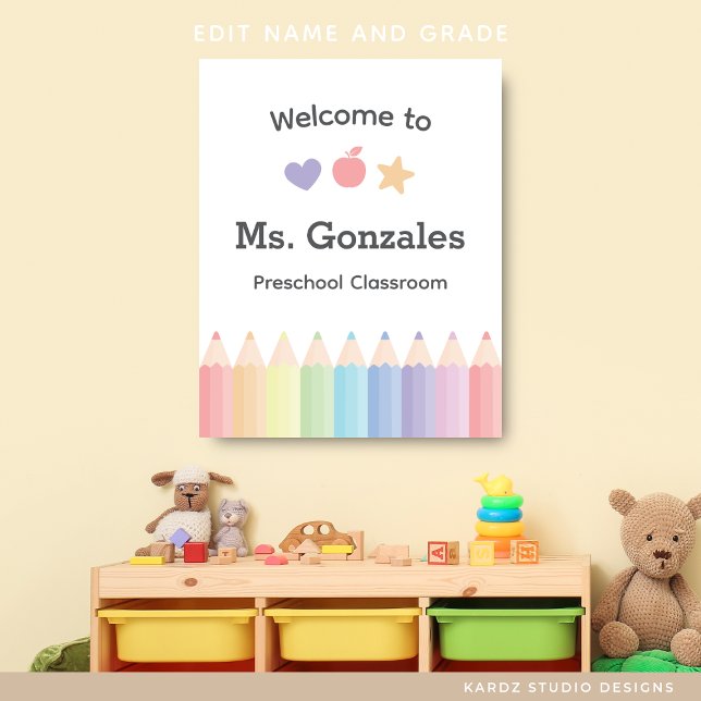 Póster Bienvenida Personalizada para el Maestro de Regres (Personalize and choose size before checkout.)