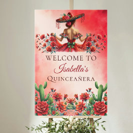 Póster Bienvenida Personalizado de Quinceañera al estilo