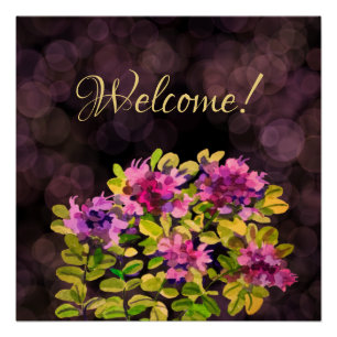 Póster ¡Bienvenida! pintado con acuarelas