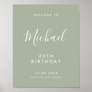 Póster Bienvenida por el 40 cumpleaños con letra manuscri