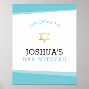 Póster BIENVENIDA POSTER bar mitzvah azul turquesa simple
