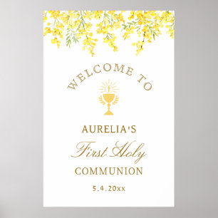 Póster Bienvenida Primera Comunión Acuarela Mimosa