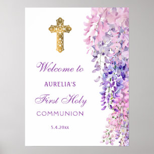 Póster Bienvenida Primera Comunión Wisteria Acuarela