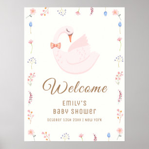Póster Bienvenida Princesa Cisne Niña Flor Silvestre Fies