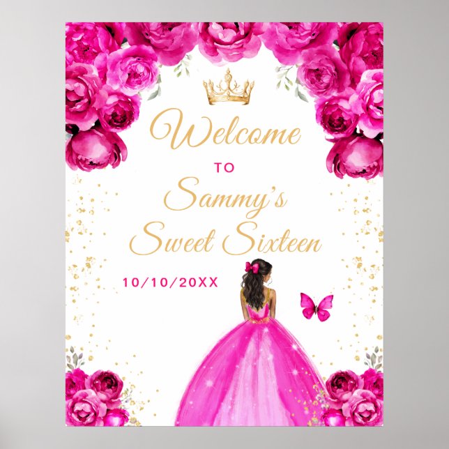 Póster Bienvenida Princesa de Dieciséis Años de Piel Oscu (Frente)