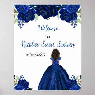 Póster Bienvenida Princesa de Piel Oscura Cumpleaños 16 N