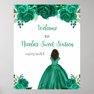 Póster Bienvenida Princesa de Piel Oscura Cumpleaños Dulc