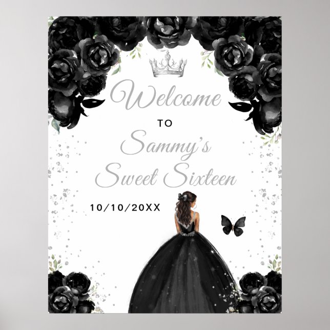 Póster Bienvenida Princesa de Piel Oscura Dulce Dieciséis (Frente)
