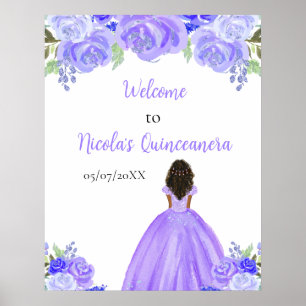 Póster Bienvenida Princesa de Piel Oscura Quinceañera Púr