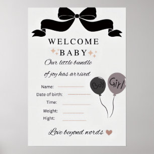 Póster Bienvenida publicación de Baby Shower con globos n