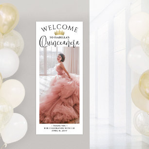 Póster Bienvenida Quinceañera Script Moderno Foto Grande
