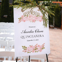 Bienvenida Quinceañera Tiara Floral Rosa Dorado